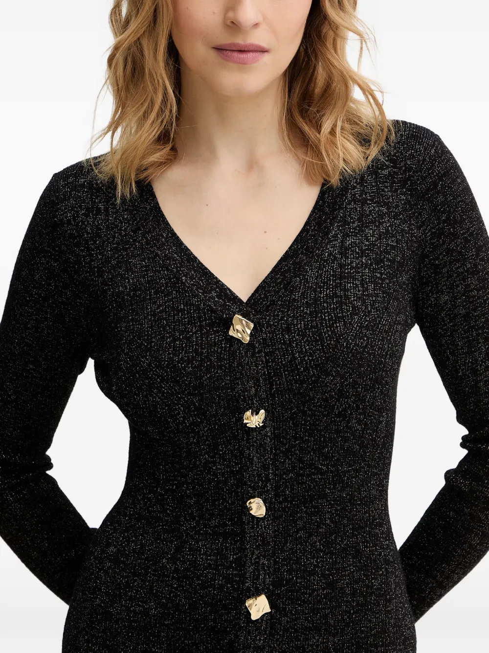 GUESS USA rib-knit midi dress Zwart