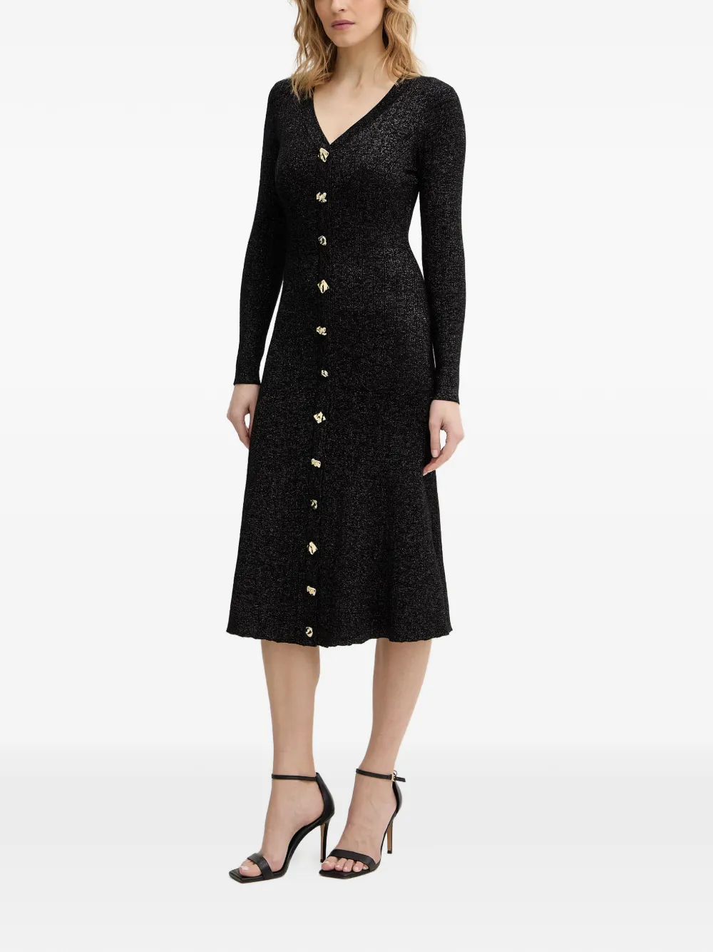GUESS USA rib-knit midi dress Zwart