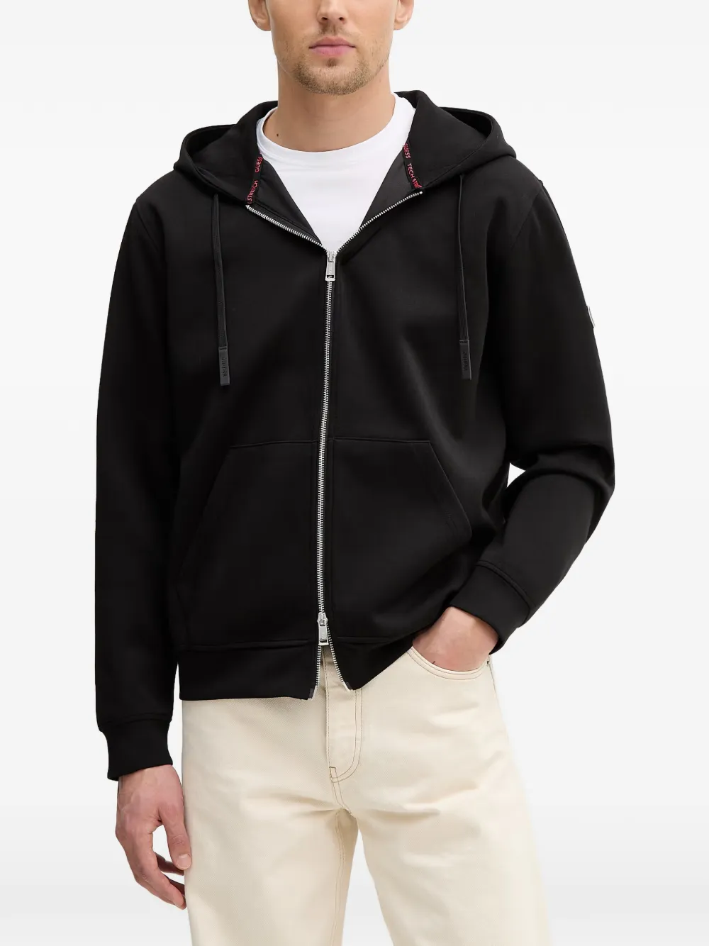 GUESS USA logo-patch zip-up hoodie - Nero