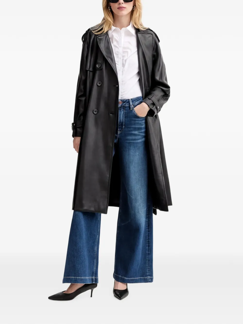 GUESS USA Jas met ceintuur en knopen Zwart