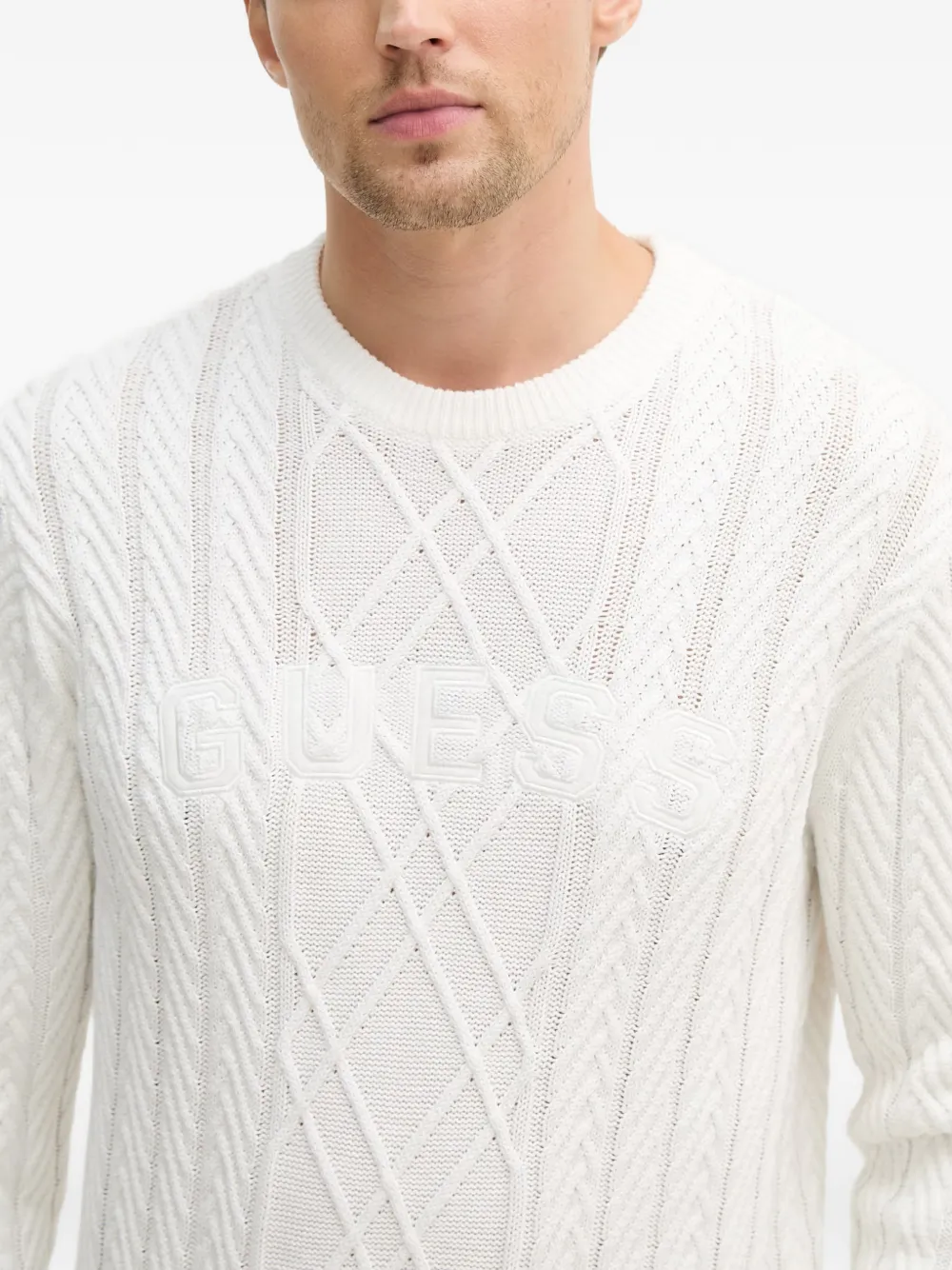 GUESS USA Konrad textured-knit sweater Wit