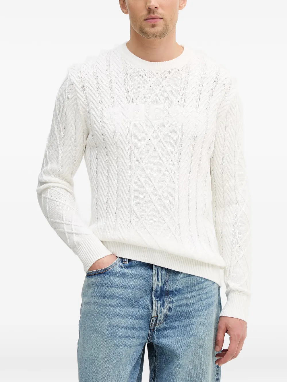 GUESS USA textured-knit sweater - Bianco