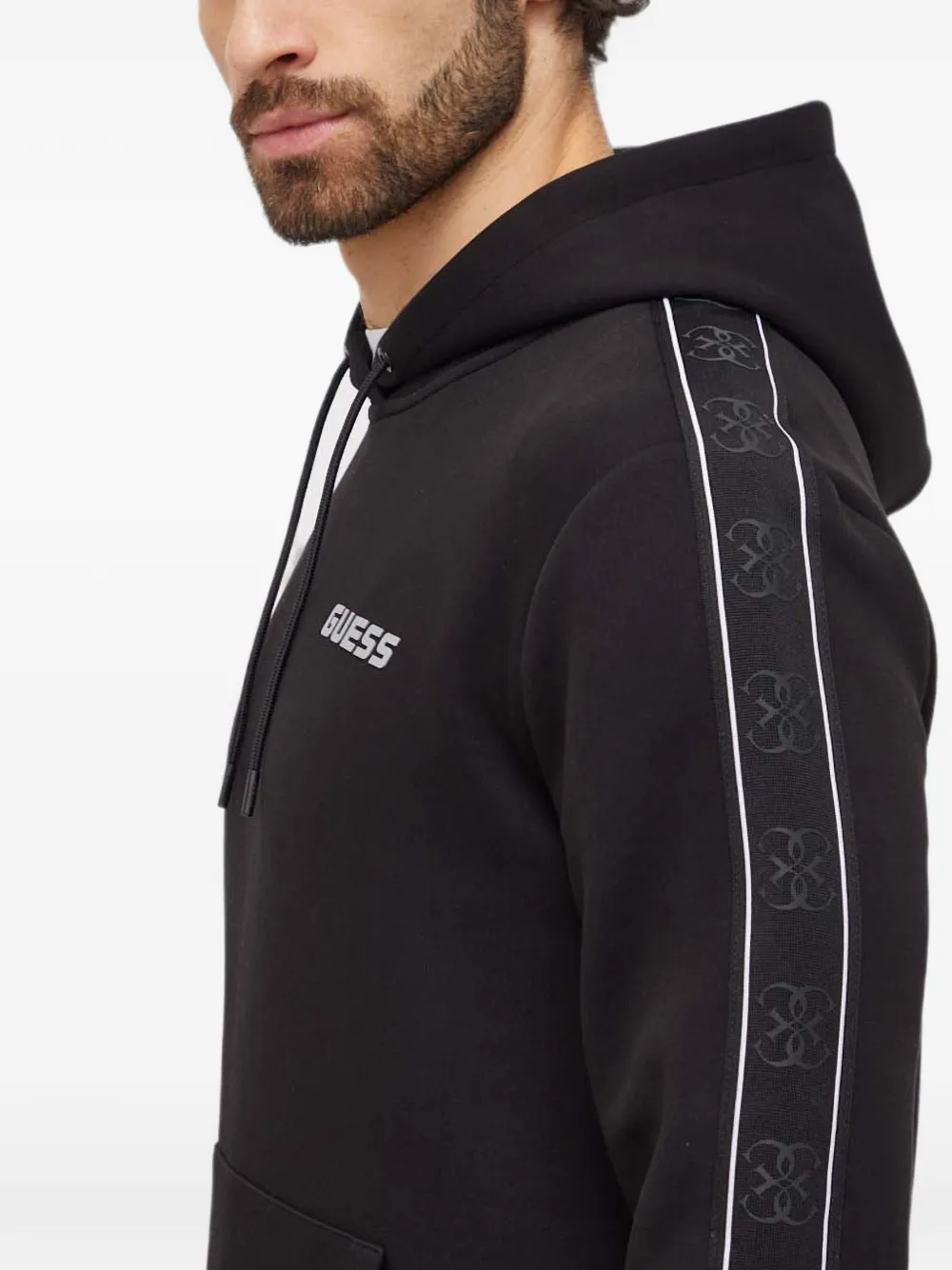 GUESS USA Hoodie met logo-print en band-detail Zwart