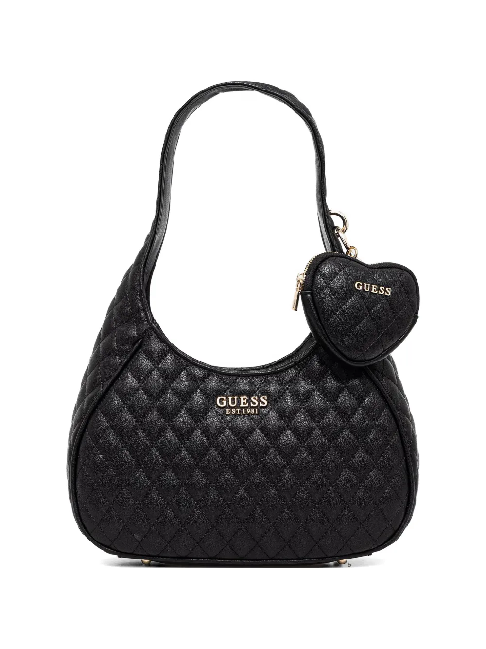 GUESS USA quilted heart coin tote bag - Nero
