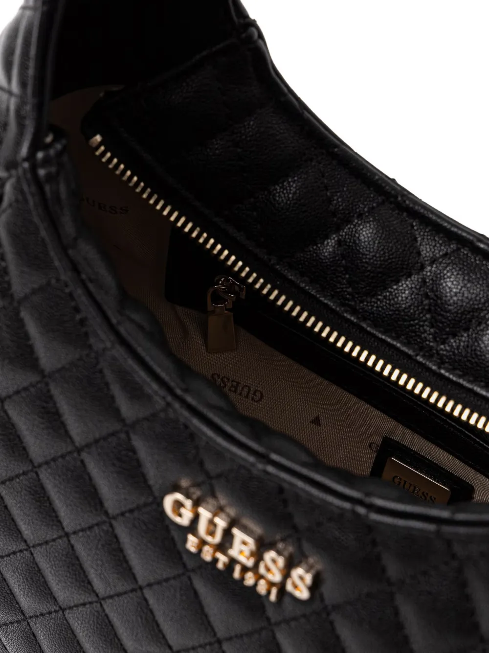 GUESS USA Gewatteerde shopper met hart Zwart