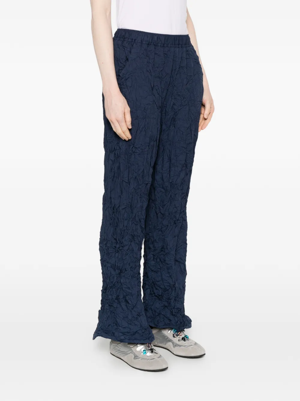  Gongdid Design Crinkled Flared Trousers - Blue 