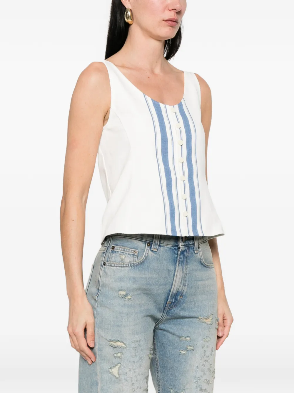 Striped Button Top