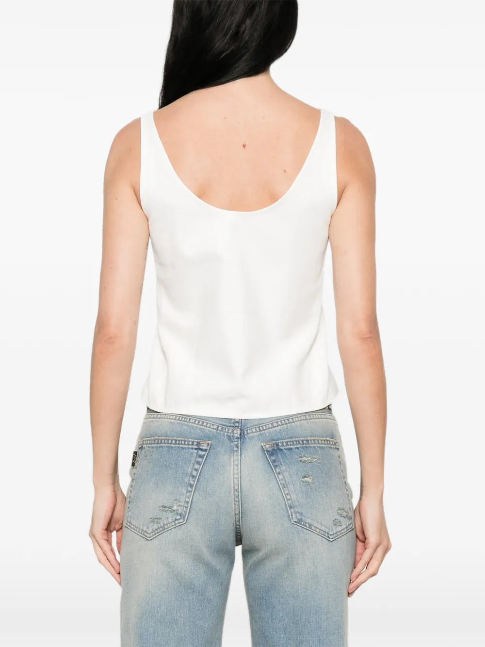 Low Classic Gestreepte top met knopen Wit
