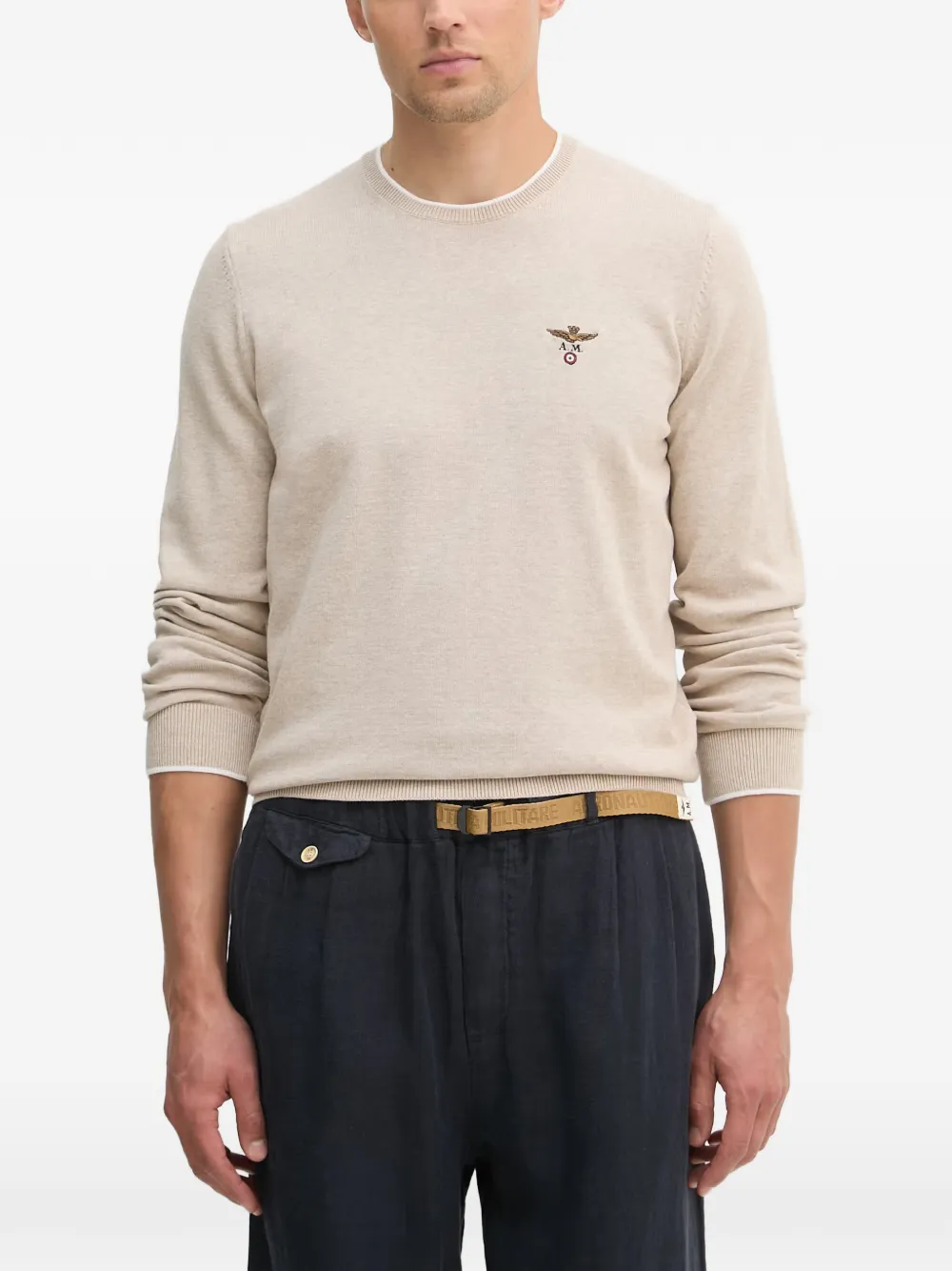 Aeronautica Militare logo-embroidered sweater - Nude