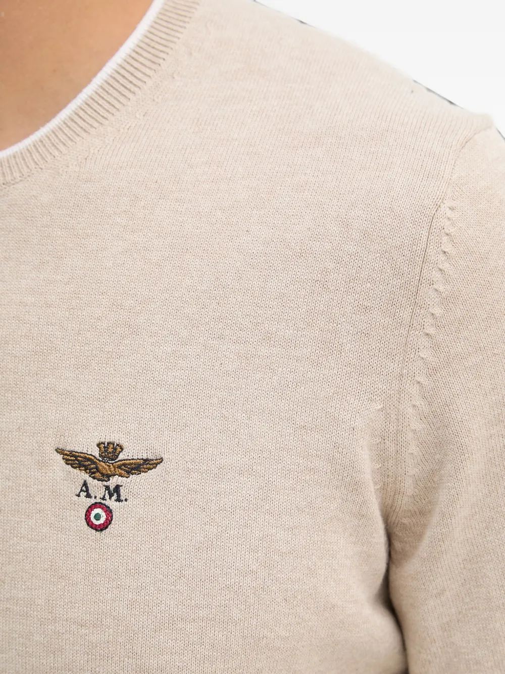 Aeronautica Militare logo-embroidered sweater Beige