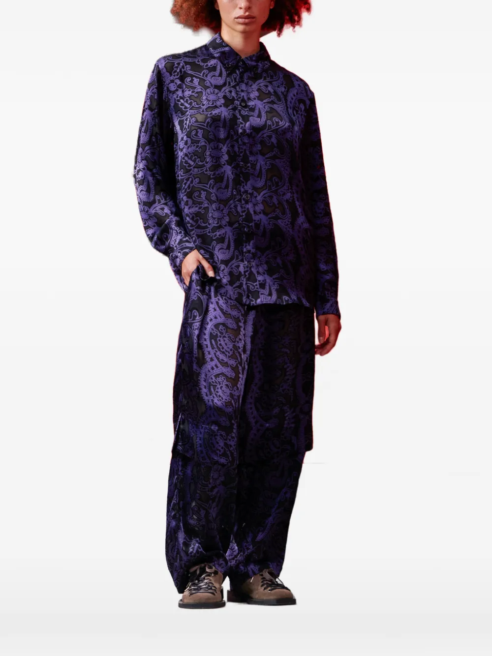 Henrik Vibskov Burnout floral-print shirt - Viola