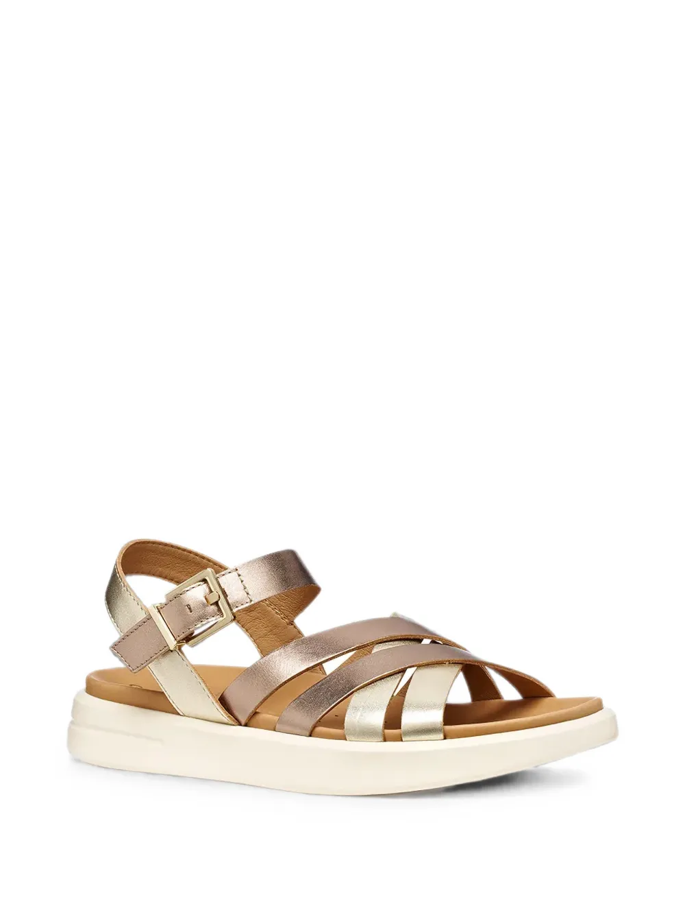 Geox Xand 2S metallic-finish crossover-strap sandals Beige