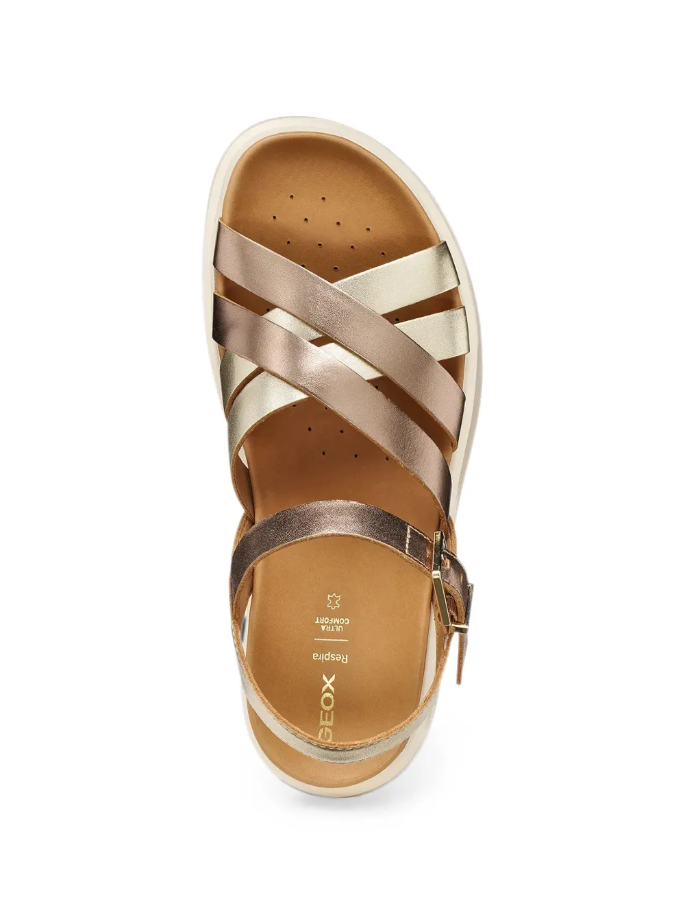 Geox Xand 2S metallic-finish crossover-strap sandals Beige