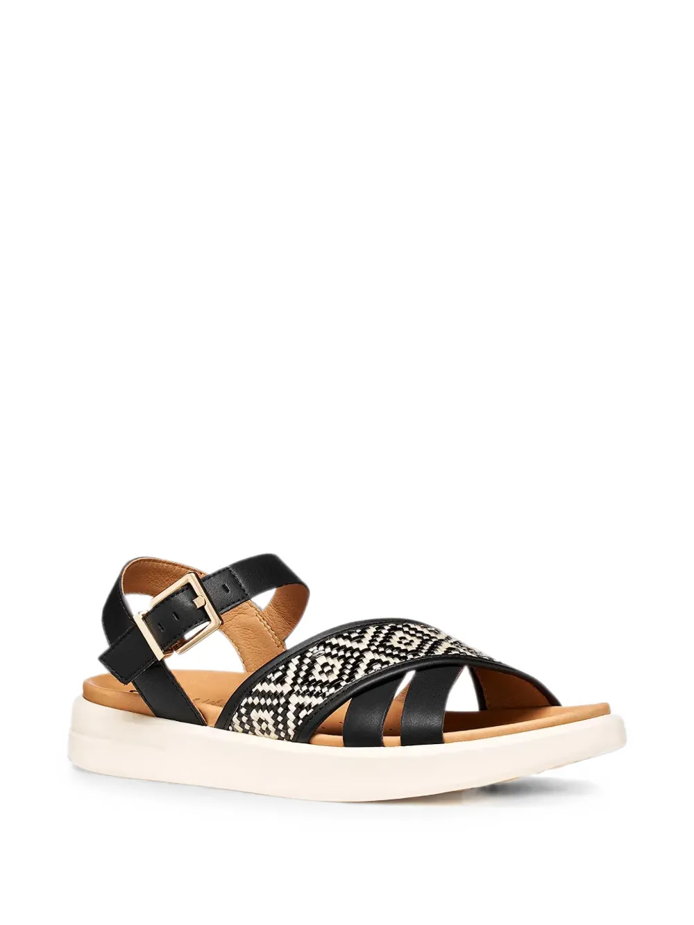 Geox Xand 2S woven-panel buckled sandals Zwart