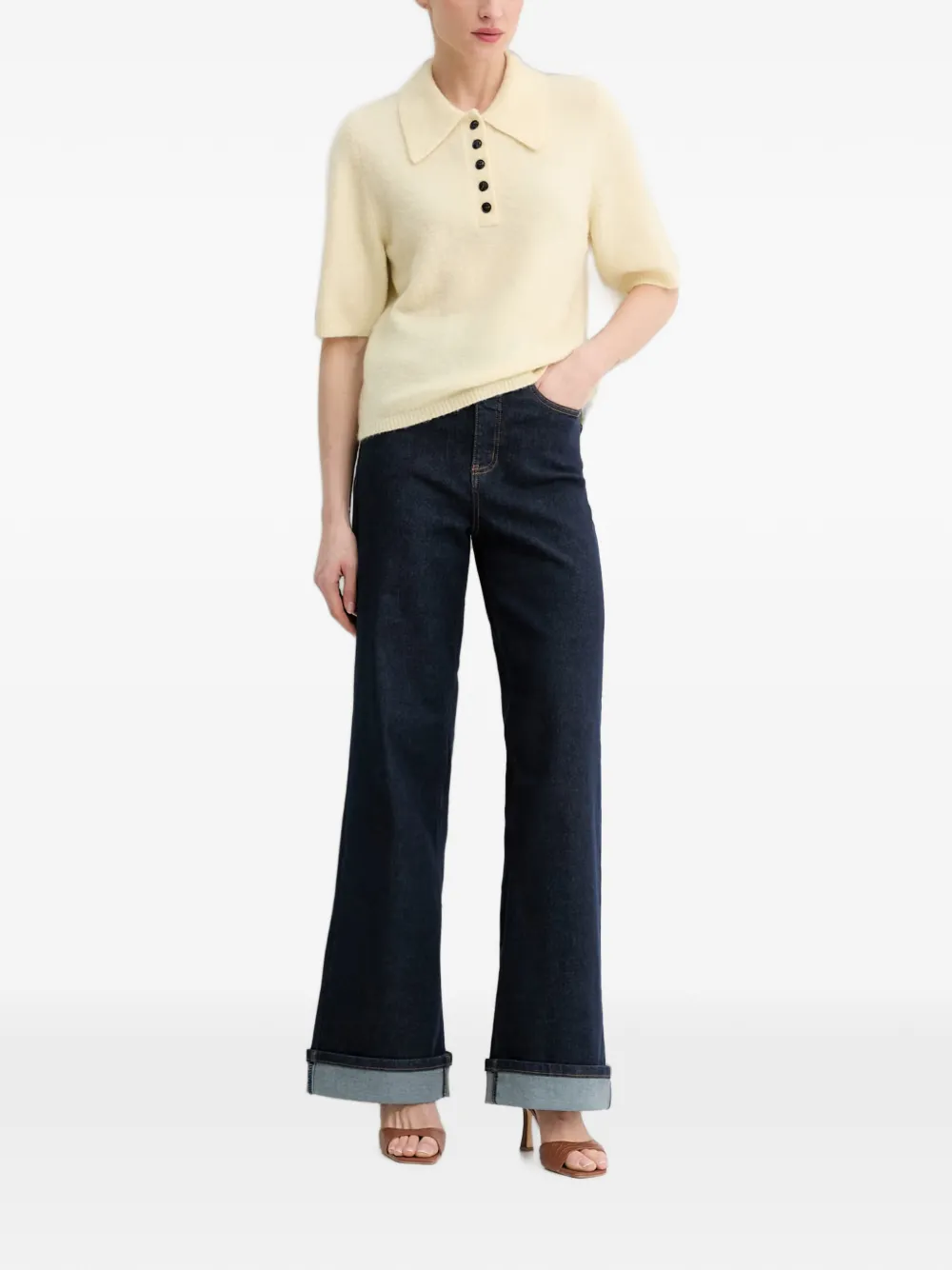 Gestuz GZalpha buttoned polo top Geel