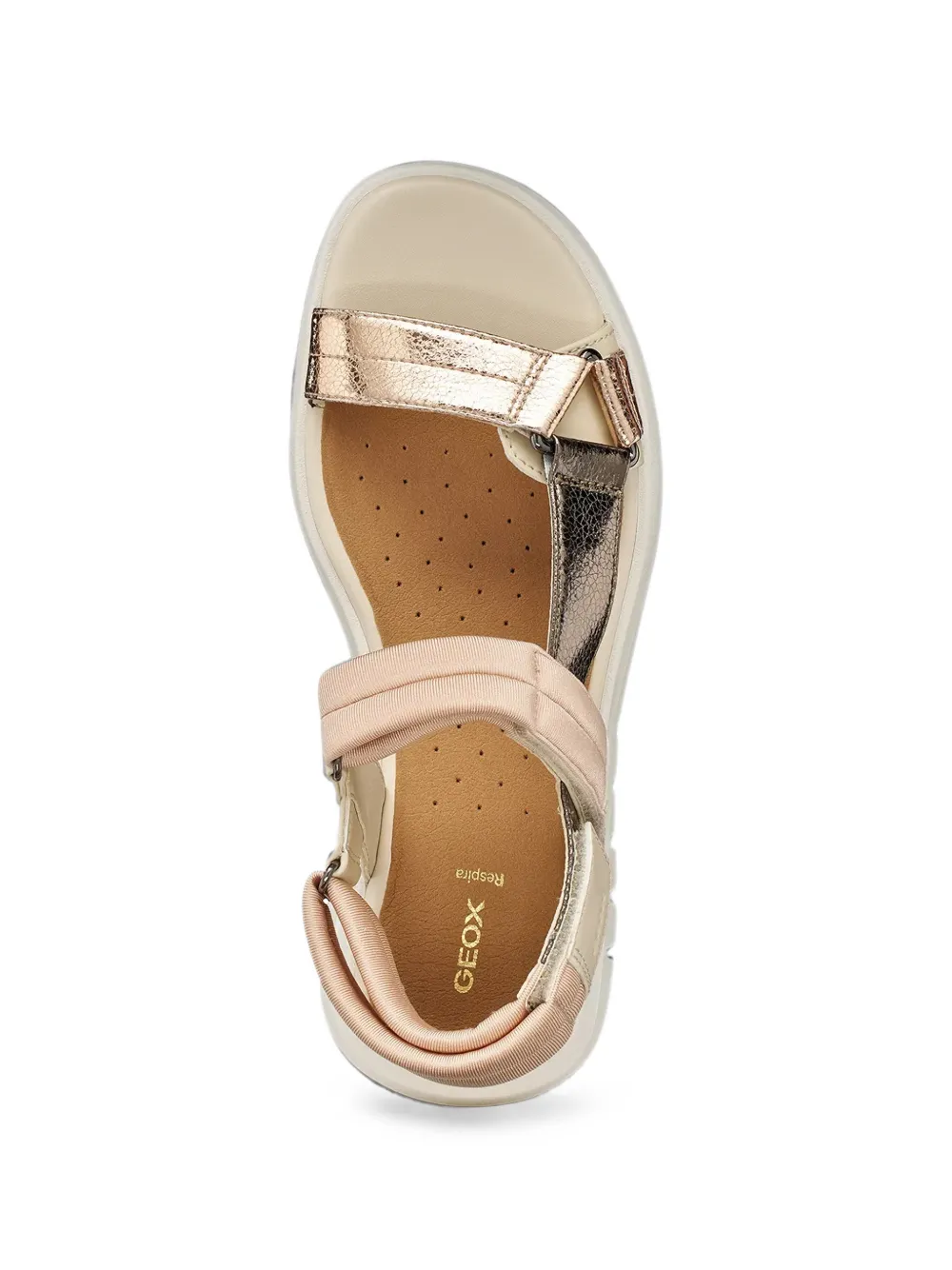 Geox Flextride S metallic-finish touch-strap sandals Beige
