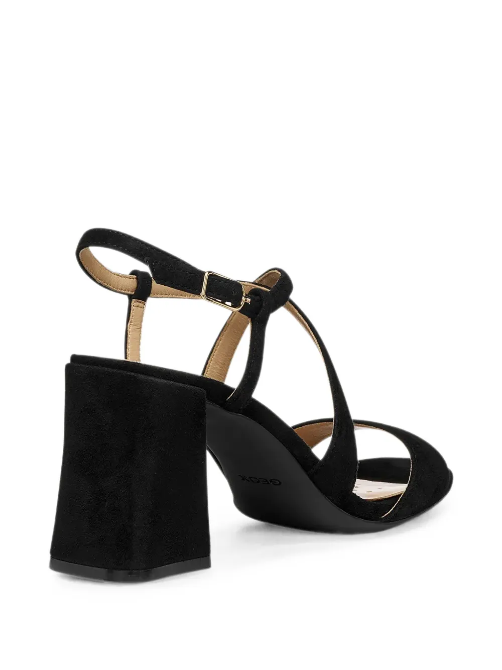 Geox New Eraklia T01 crossover-strap heeled sandals Zwart
