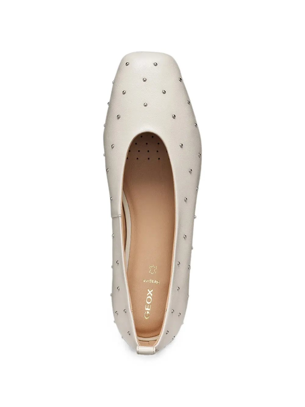 Geox Marsilea stud-embellished leather ballet flats Beige