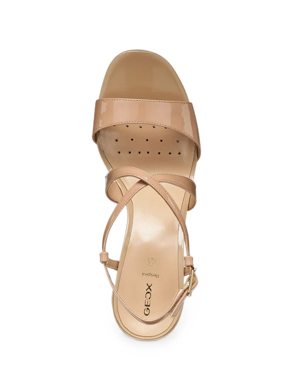Geox New Eraklia T01 patent-finish crossover-strap heeled sandals Beige