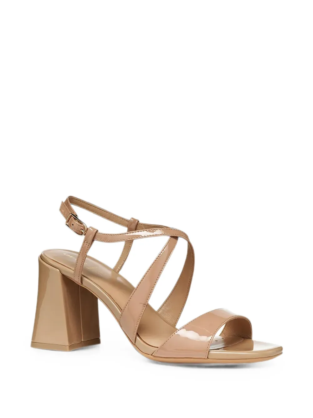 Geox New Eraklia T01 patent-finish crossover-strap heeled sandals Beige