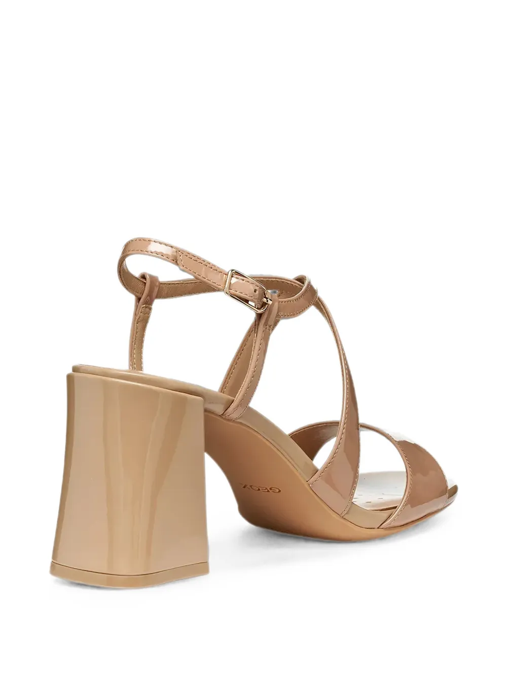 Geox New Eraklia T01 patent-finish crossover-strap heeled sandals Beige