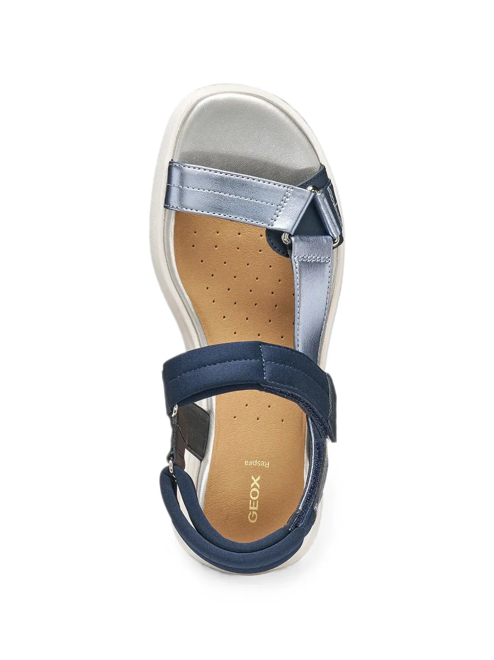 Geox Flextride S metallic-finish touch-strap sandals Blauw