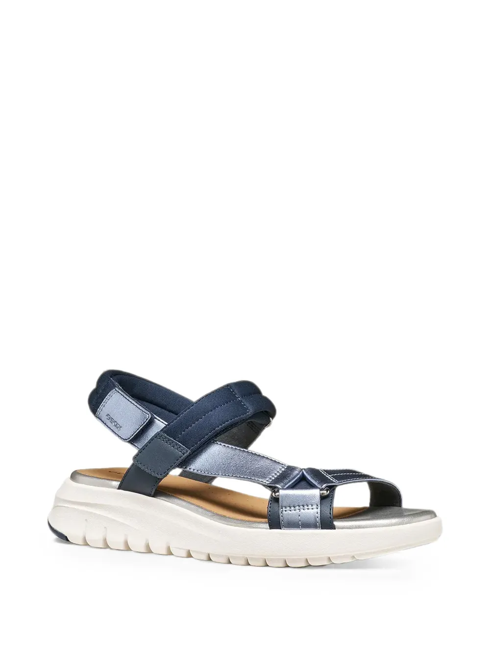 Geox Flextride S metallic-finish touch-strap sandals Blauw