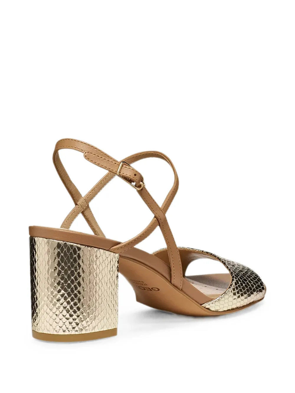 Geox Virnilisa sandalen met gespbandje en slangen-effect Goud