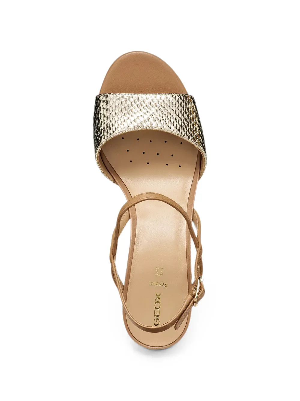 Geox Virnilisa sandalen met gespbandje en slangen-effect Goud