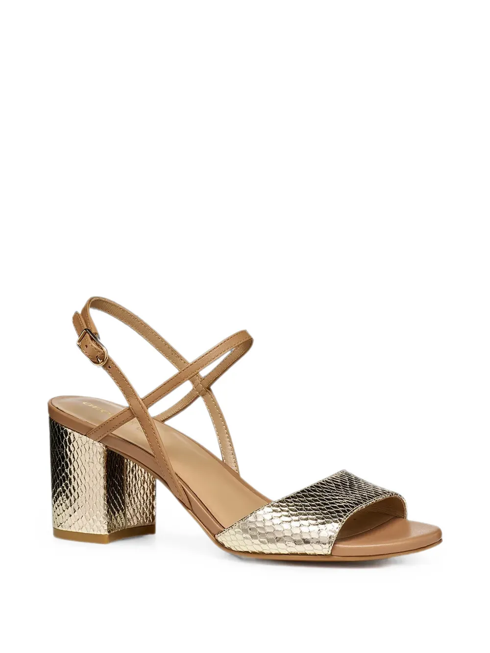 Geox Virnilisa sandalen met gespbandje en slangen-effect Goud