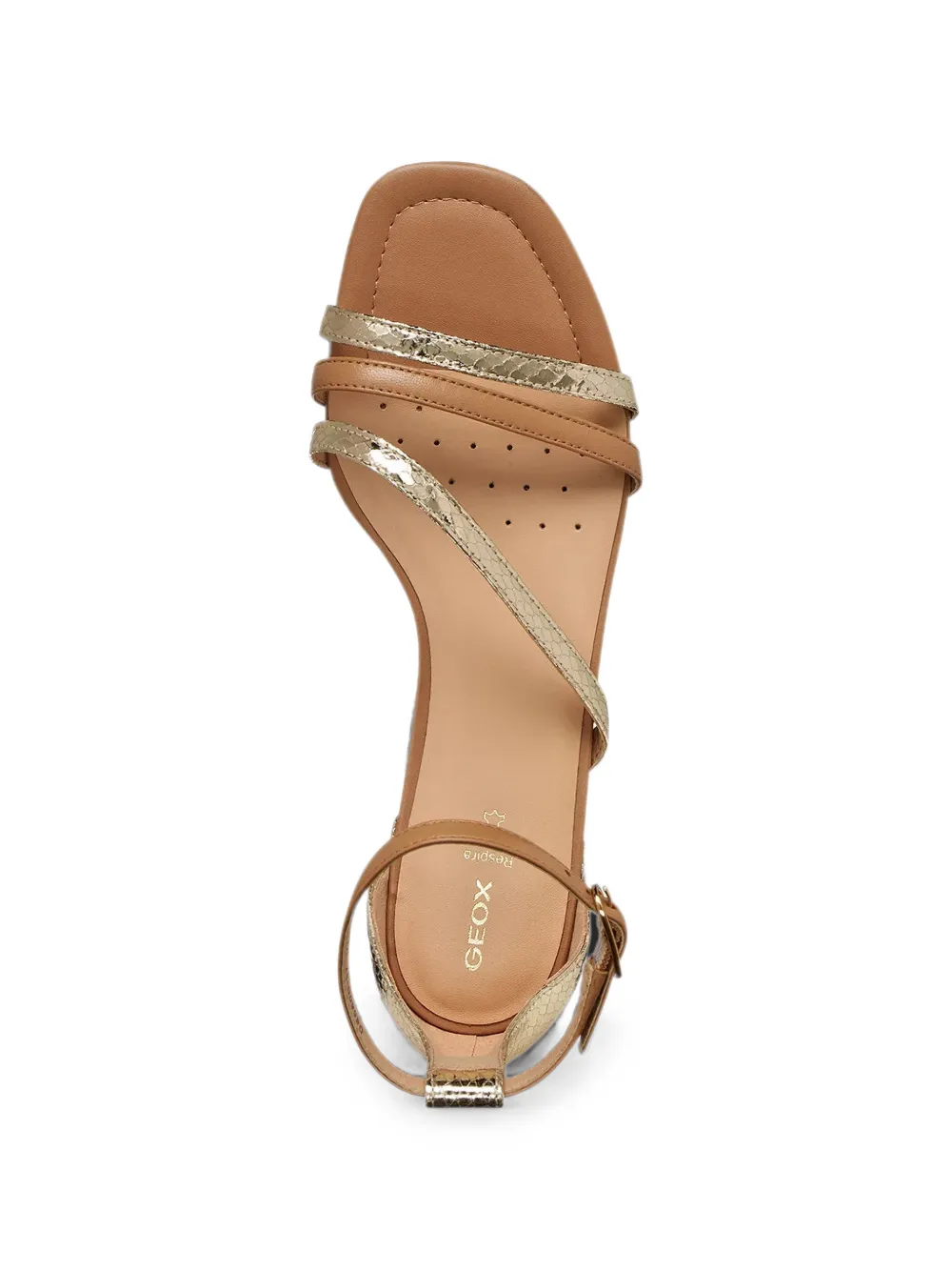Geox New Eraklia sandalen met slangen-effect en gesp Goud
