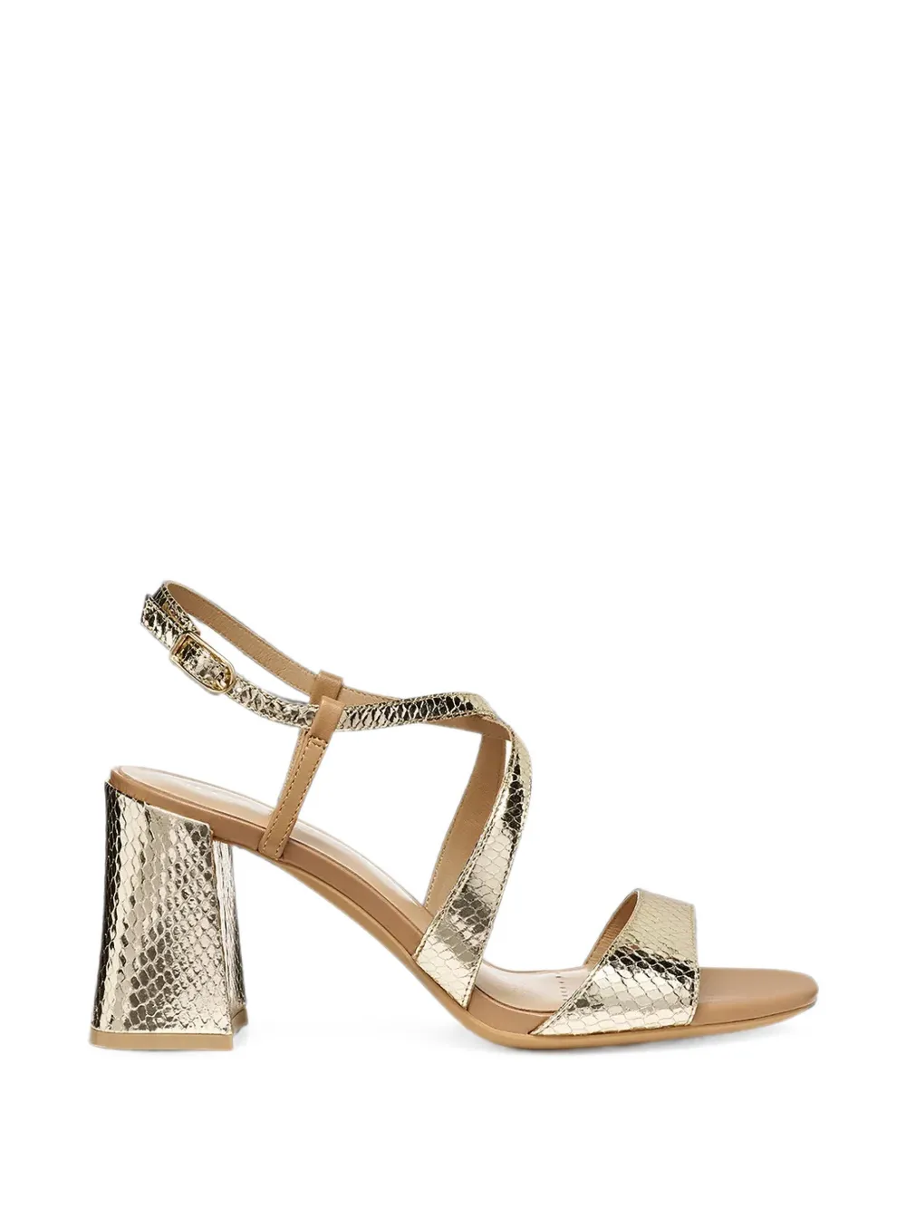 Geox New Eraklia T01 snake-effect crossover-strap heeled sandals Goud