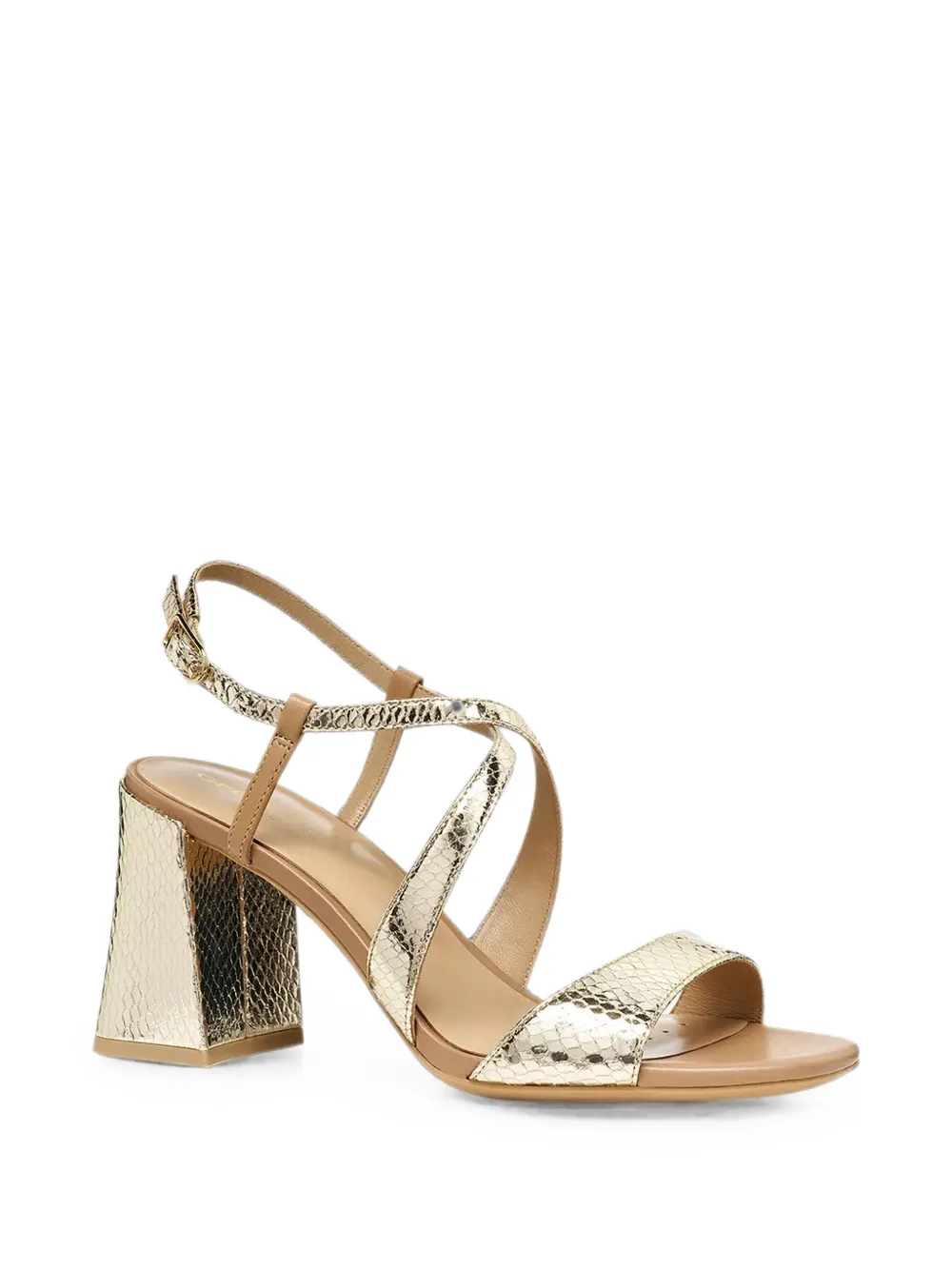 Geox New Eraklia T01 snake-effect crossover-strap heeled sandals Goud