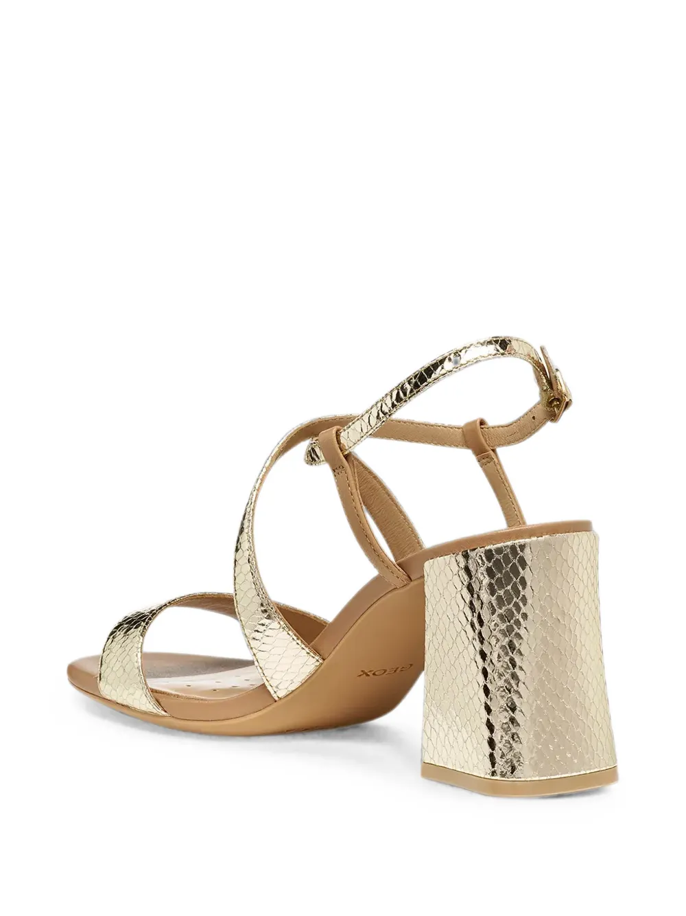 Geox New Eraklia T01 snake-effect crossover-strap heeled sandals Goud