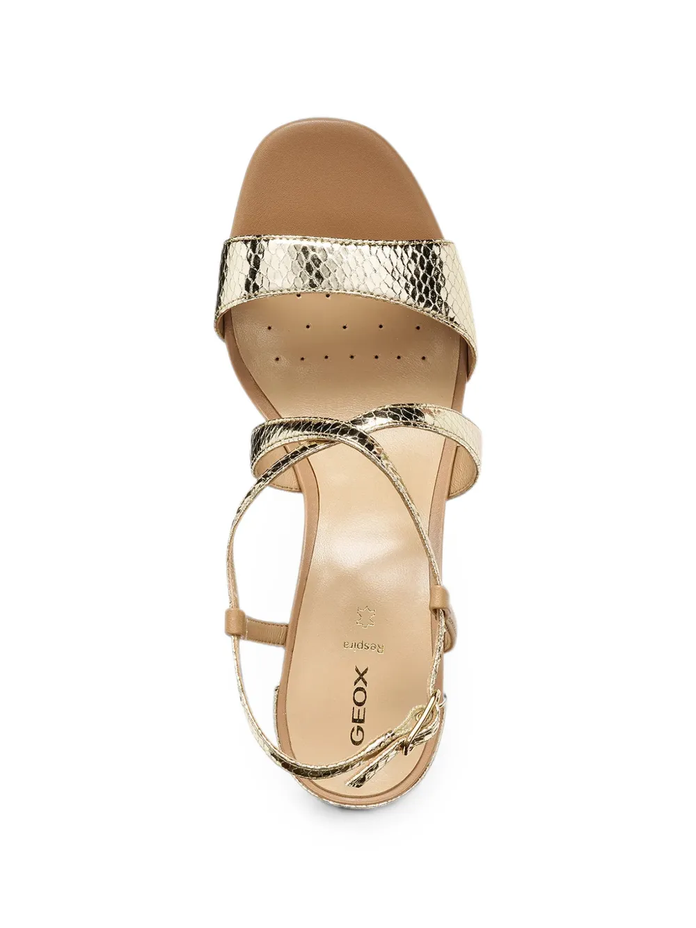 Geox New Eraklia T01 snake-effect crossover-strap heeled sandals Goud