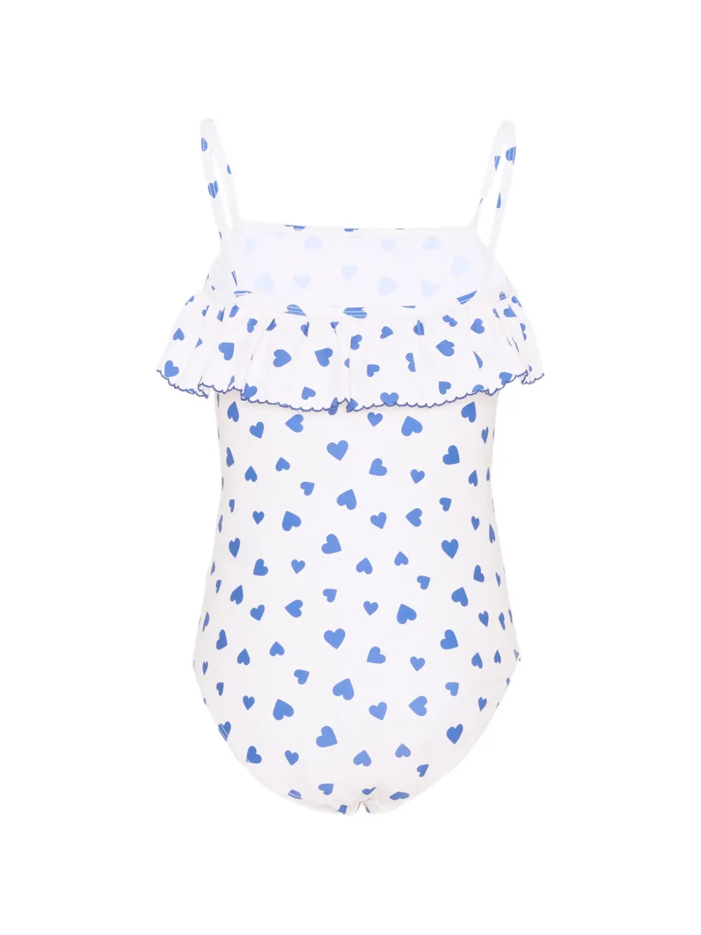 Petit Bateau Ruffled Heart Swimsuit - White 
