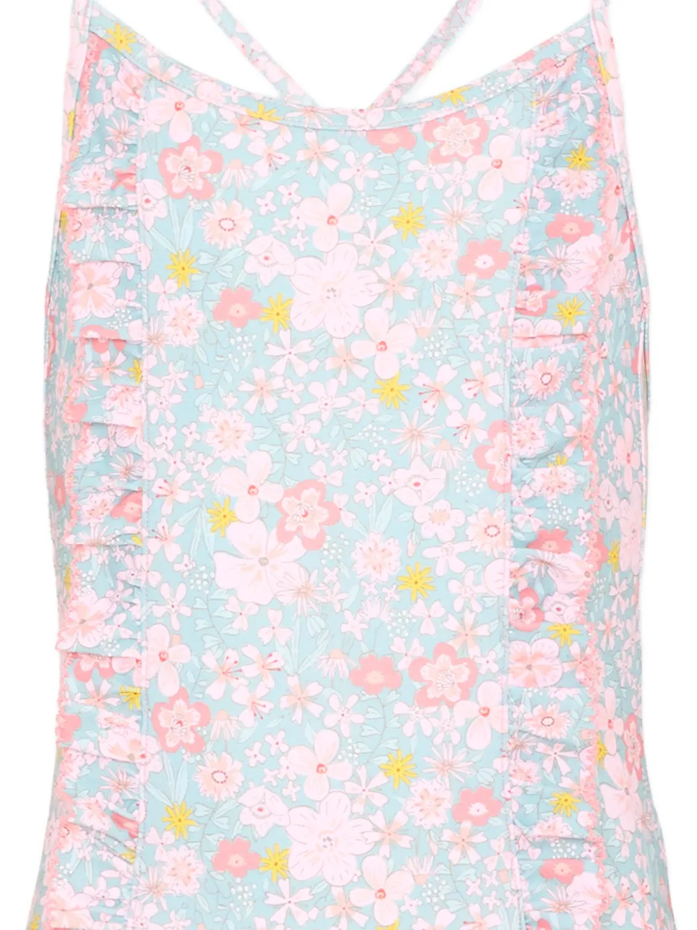  Petit Bateau Ruffled Floral-print Swimsuit - Blue 