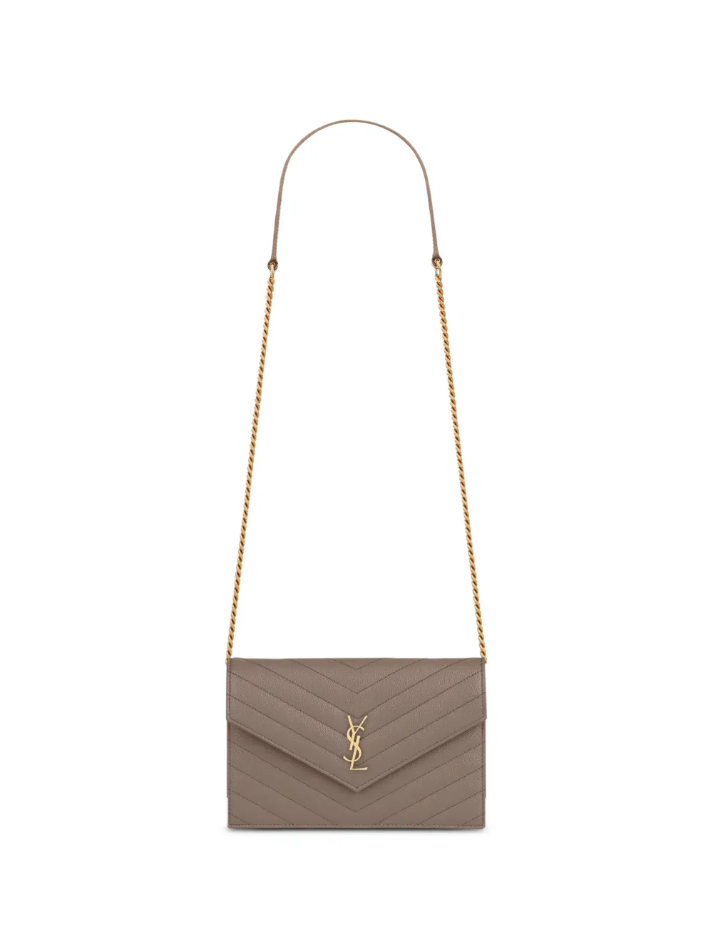 Saint Laurent Cassandre chevron logo-plaque cross body bag - Braun