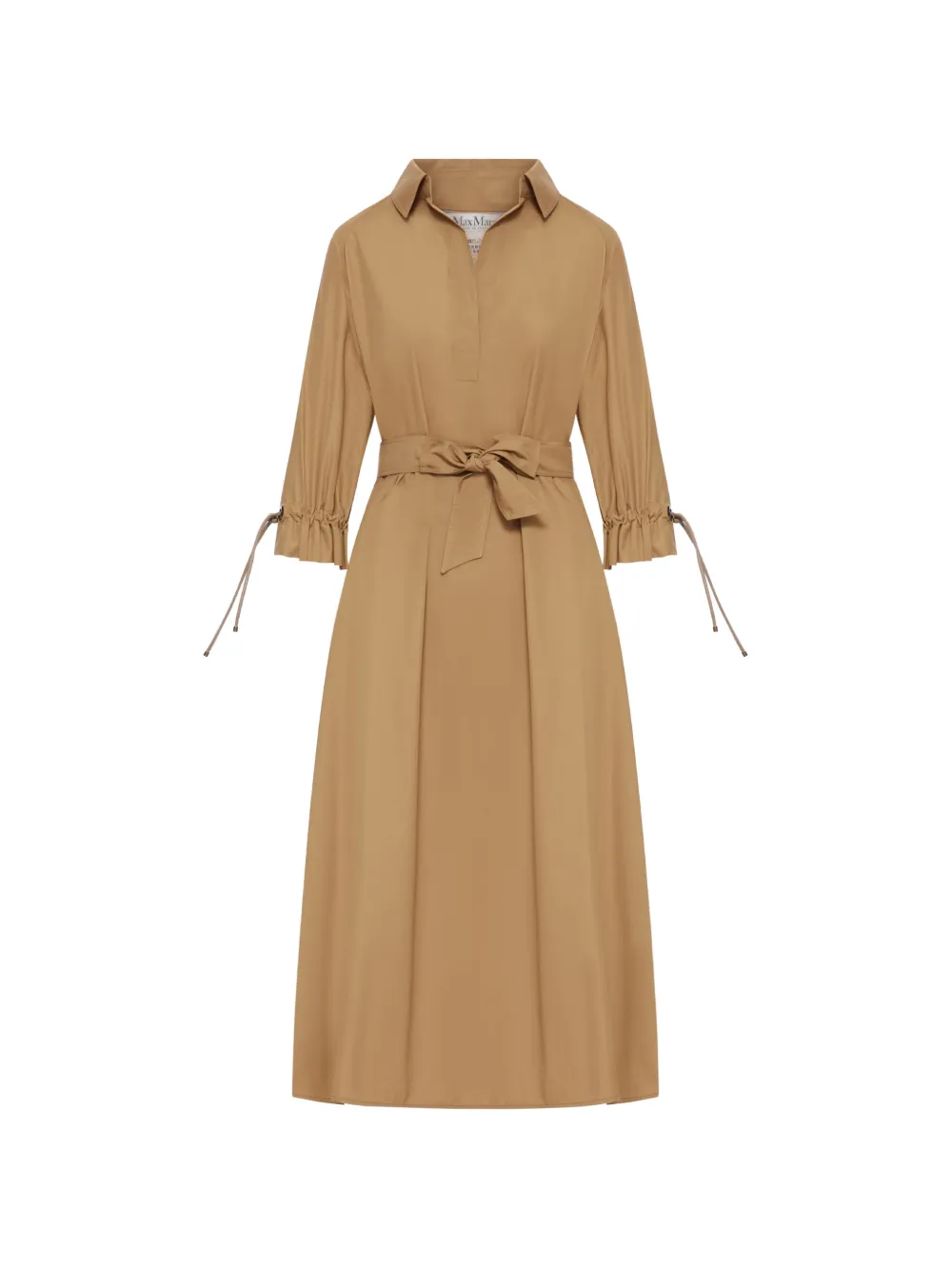Max Mara tie-cuffs collared midi dress - Neutrals