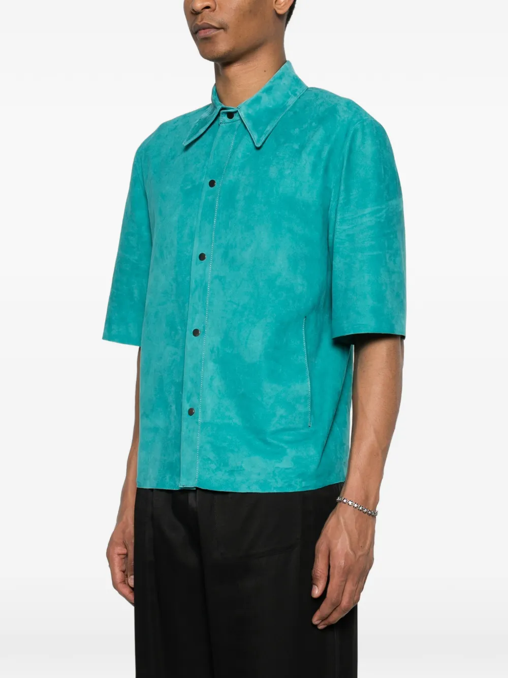 Salvatore Santoro Button-up shirtjack met korte mouwen Blauw