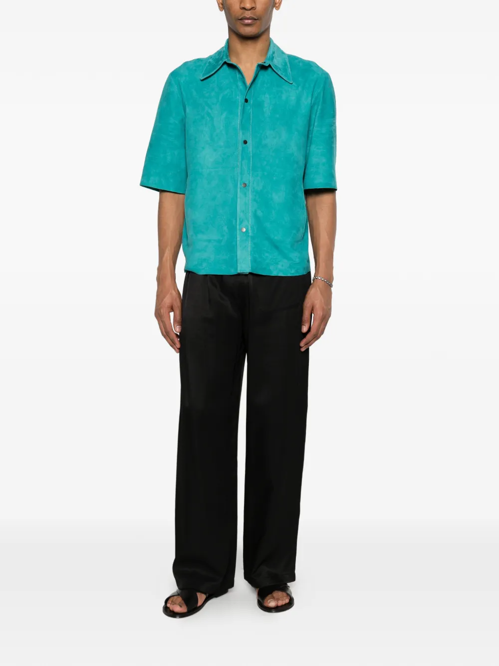 Salvatore Santoro Button-up shirtjack met korte mouwen Blauw