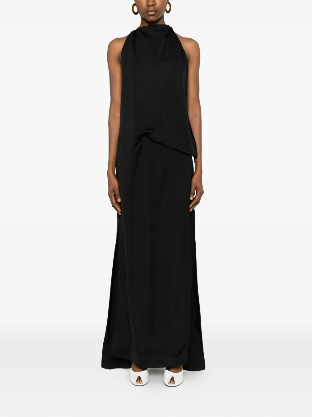 Sportmax Spsdolmen maxi-jurk met halternek Zwart