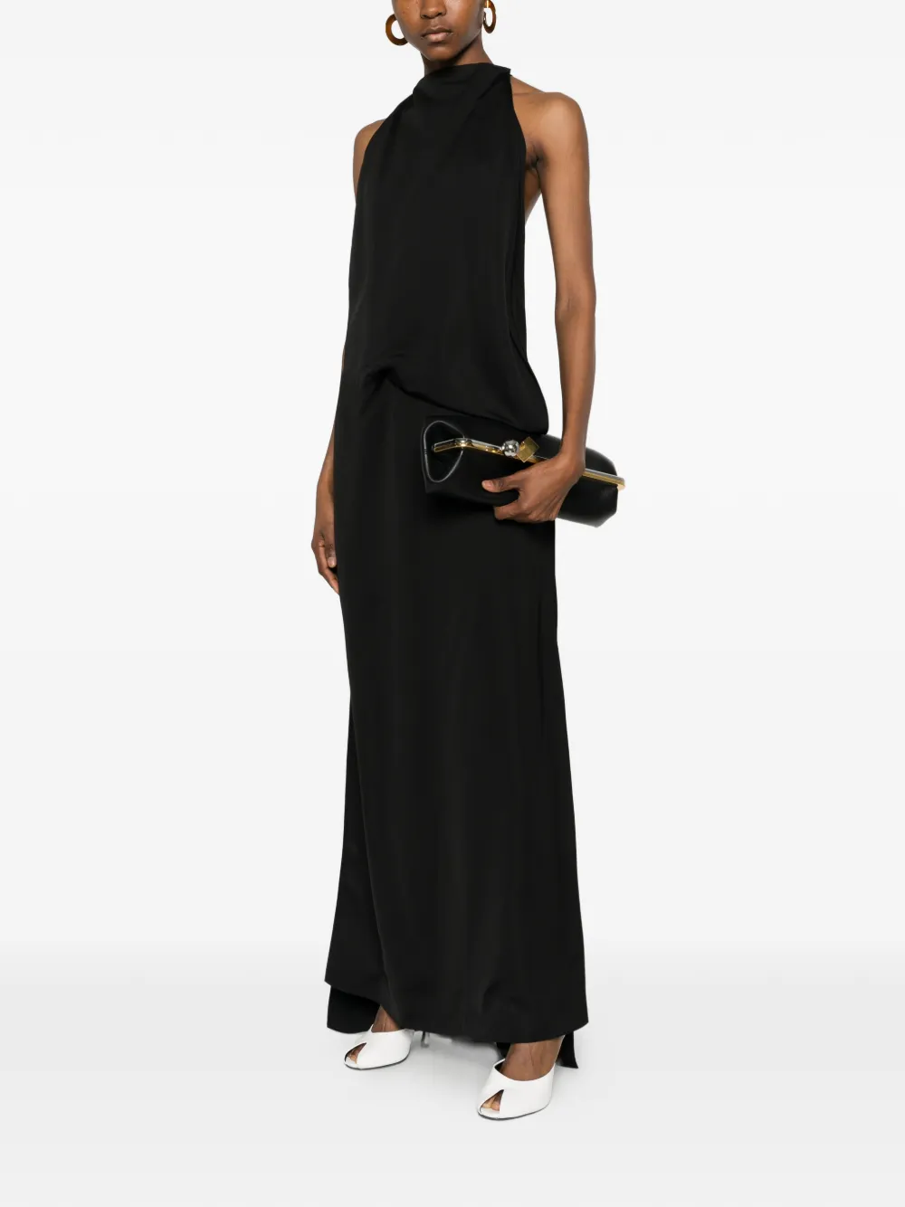 Sportmax Spsdolmen maxi-jurk met halternek Zwart