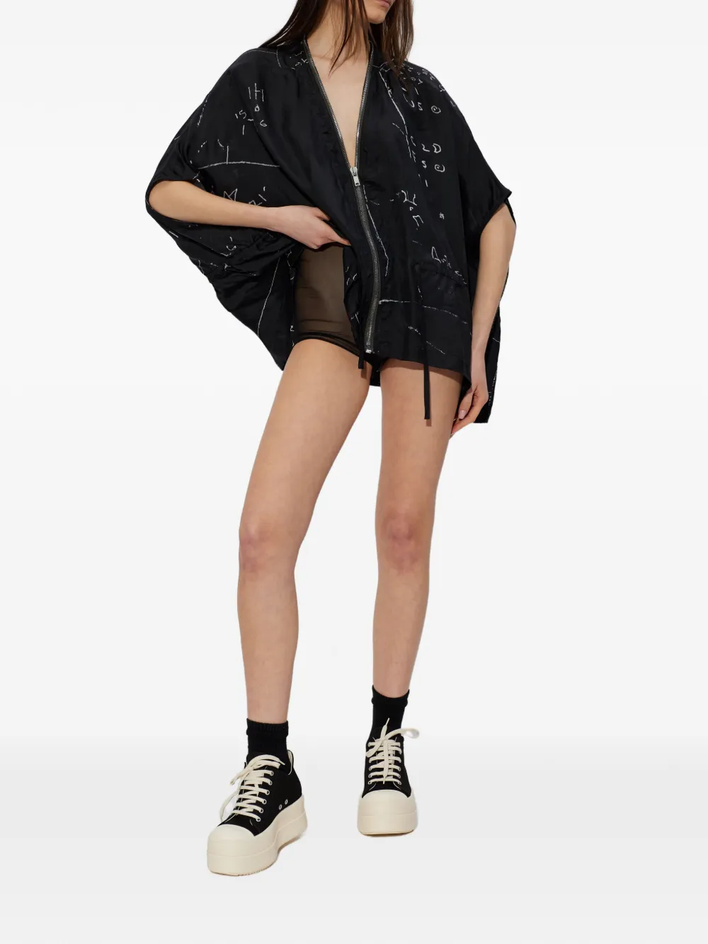 Rick Owens Zip Printed Jacket - Black 