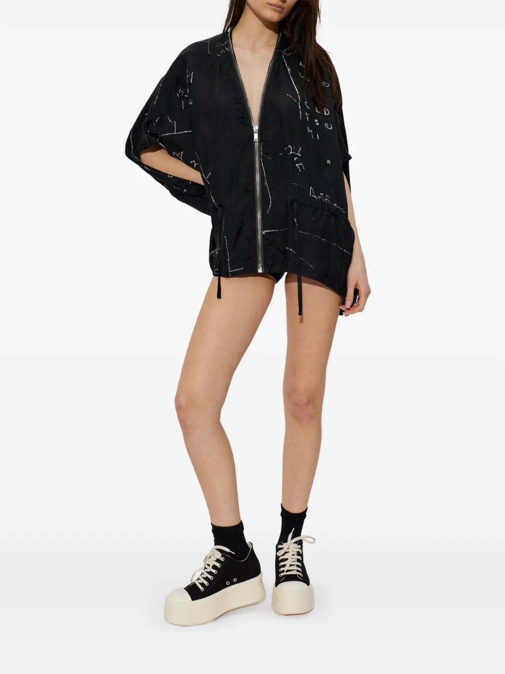  Rick Owens Zip Printed Jacket - Black 