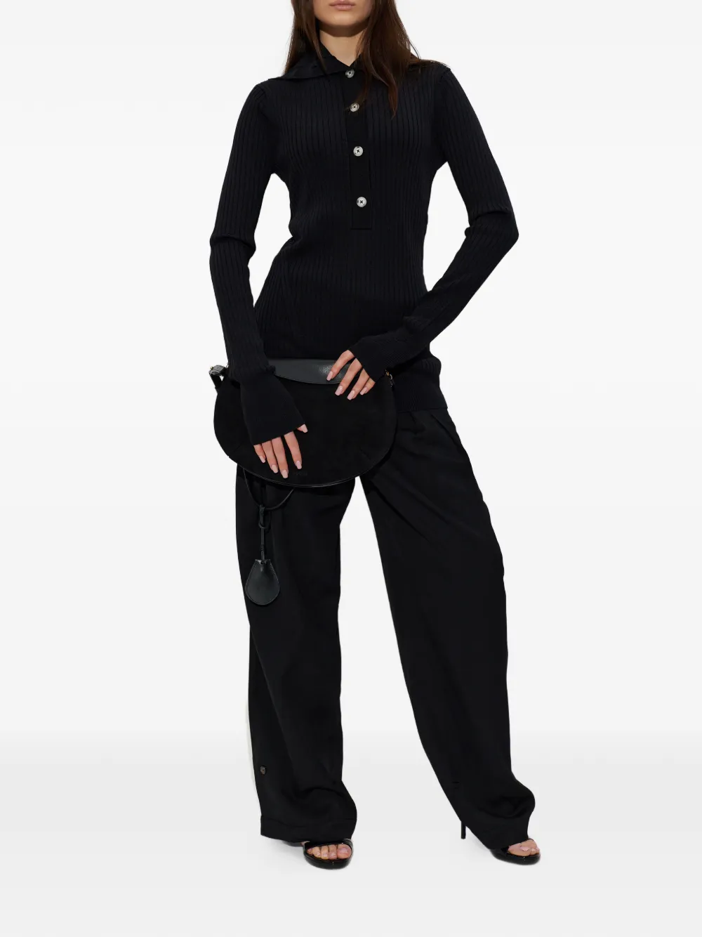  Entire Studios Button-up Polo Top - Black 