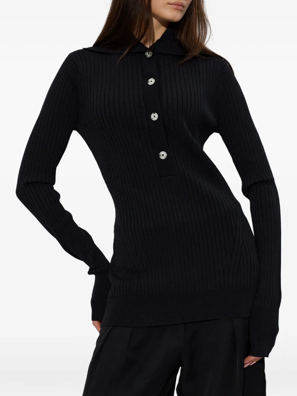  Entire Studios Button-up Polo Top - Black 