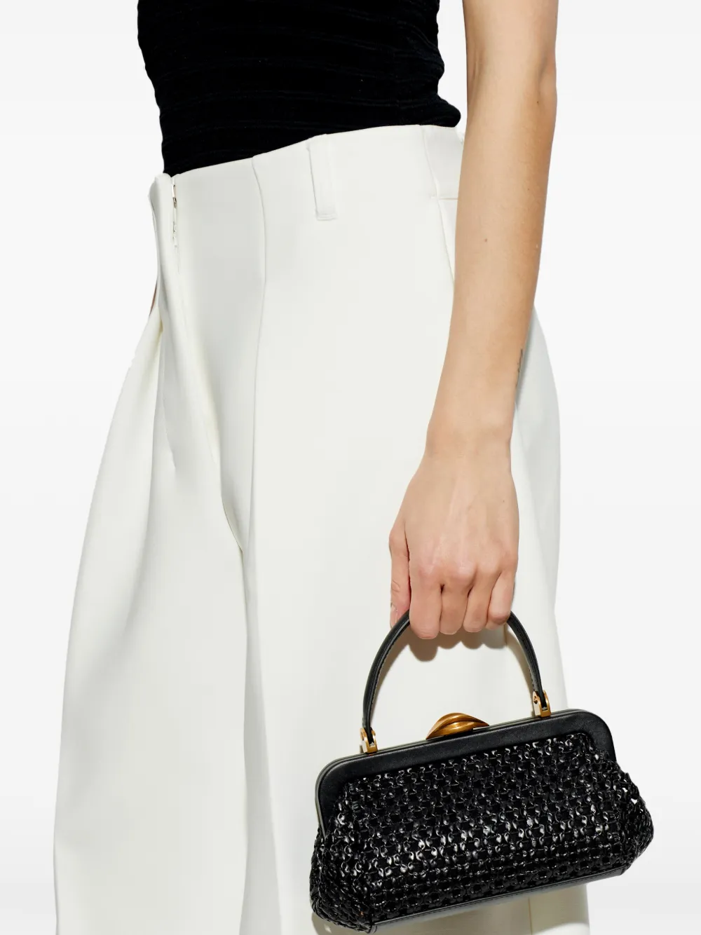 Cult Gaia Zuma geweven mini-shopper Zwart