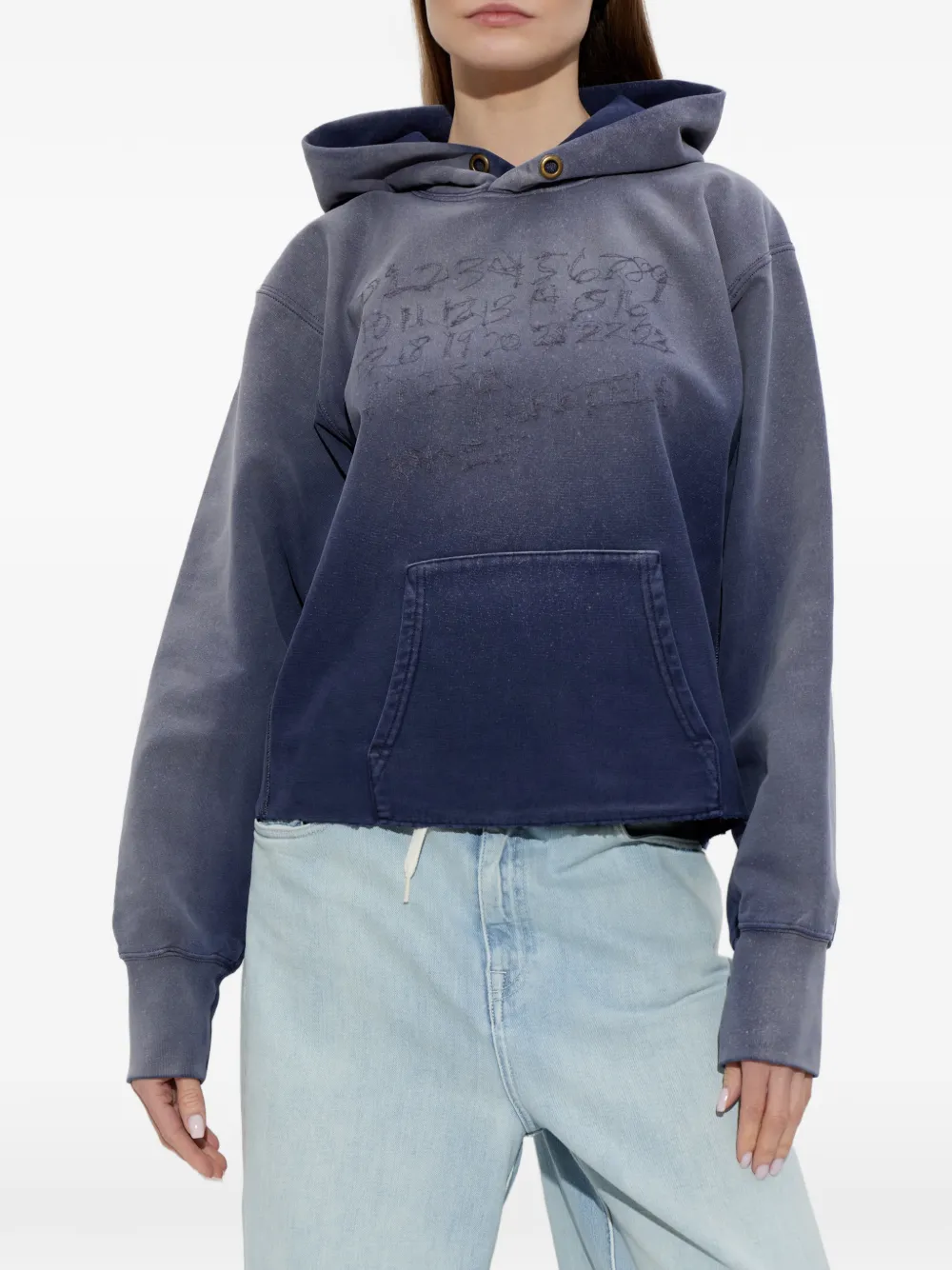 Maison Margiela Hoodie met geborduurd logo Blauw