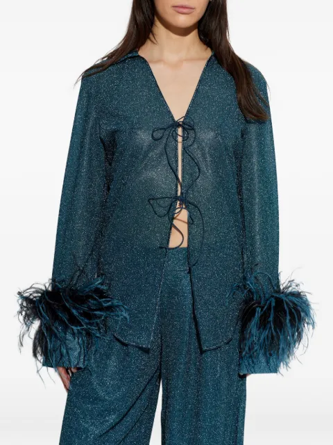 Oséree Lumière Plumage tie-fastening top